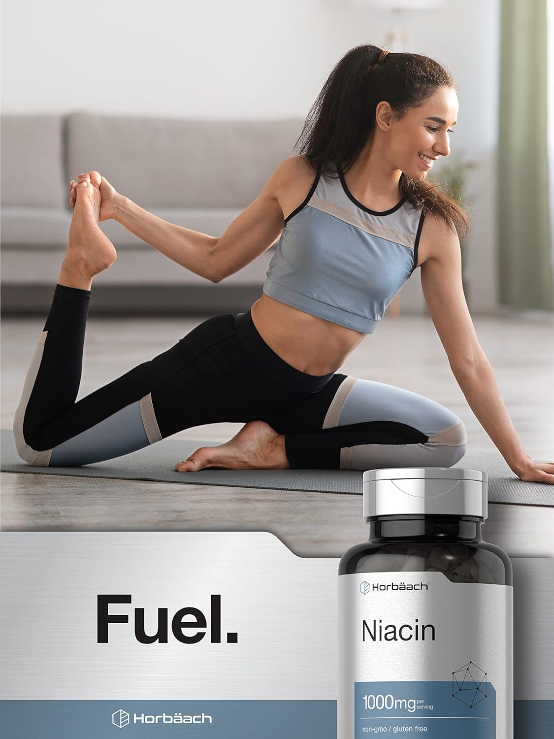 Suplemento Vitamina B3 de niacina 1000 mg 100 cápsulas