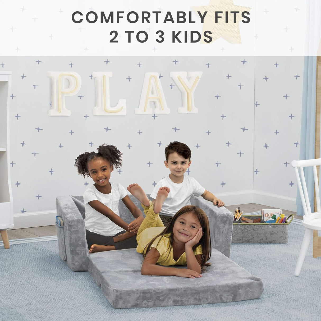 Silla convertible extra ancha 2 en 1 para niños, Gris