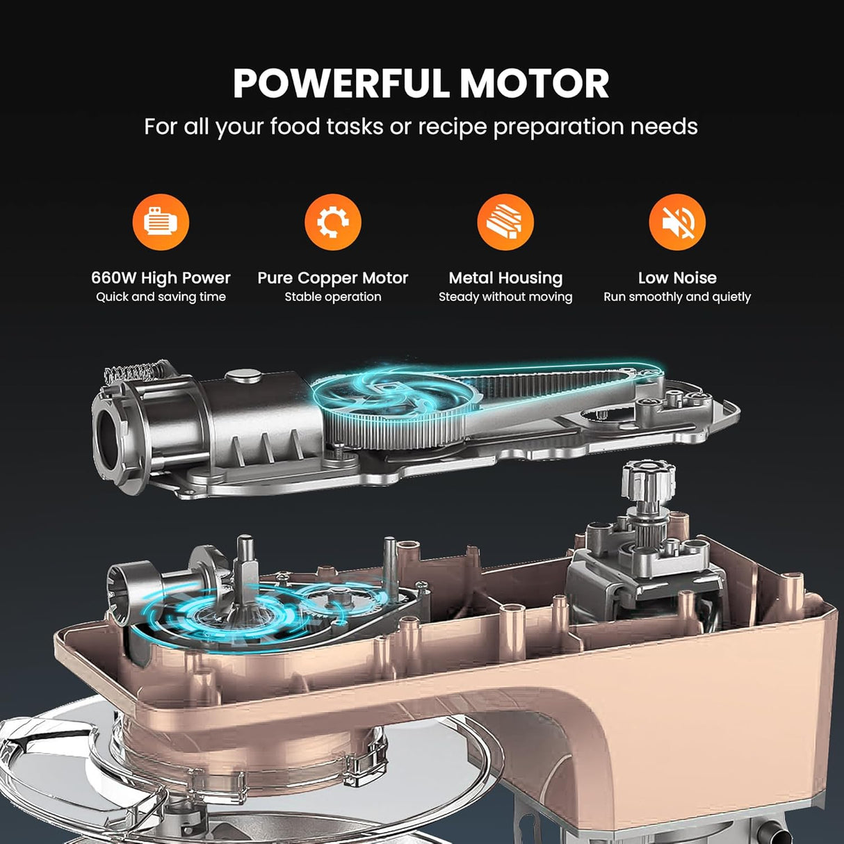 Batidora VIVOHOME 7.5 Qt, 660W, 6 Velocidades, Modelo Mixer