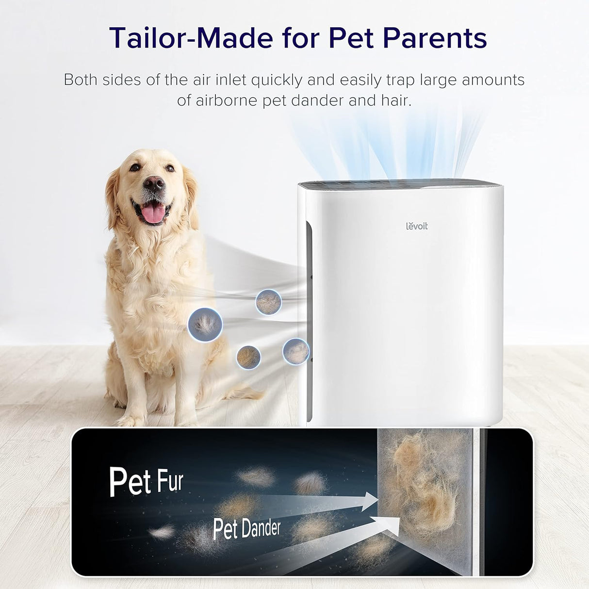 Purificador de aire silencioso para habitaciones LEVOIT