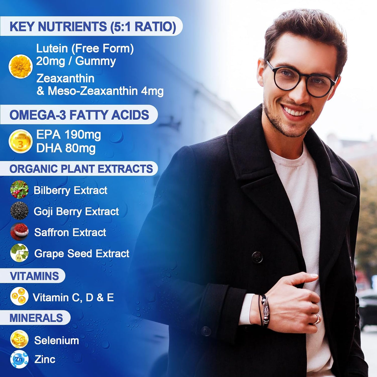 Suplemento Luteína sin azúcar de 20 mg de zeaxantina