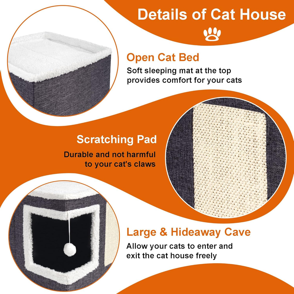 Casa para gatos grandes, marca desconocida, cama reversible, modelo