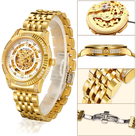 Relojes de lujo con esqueleto de oro automático