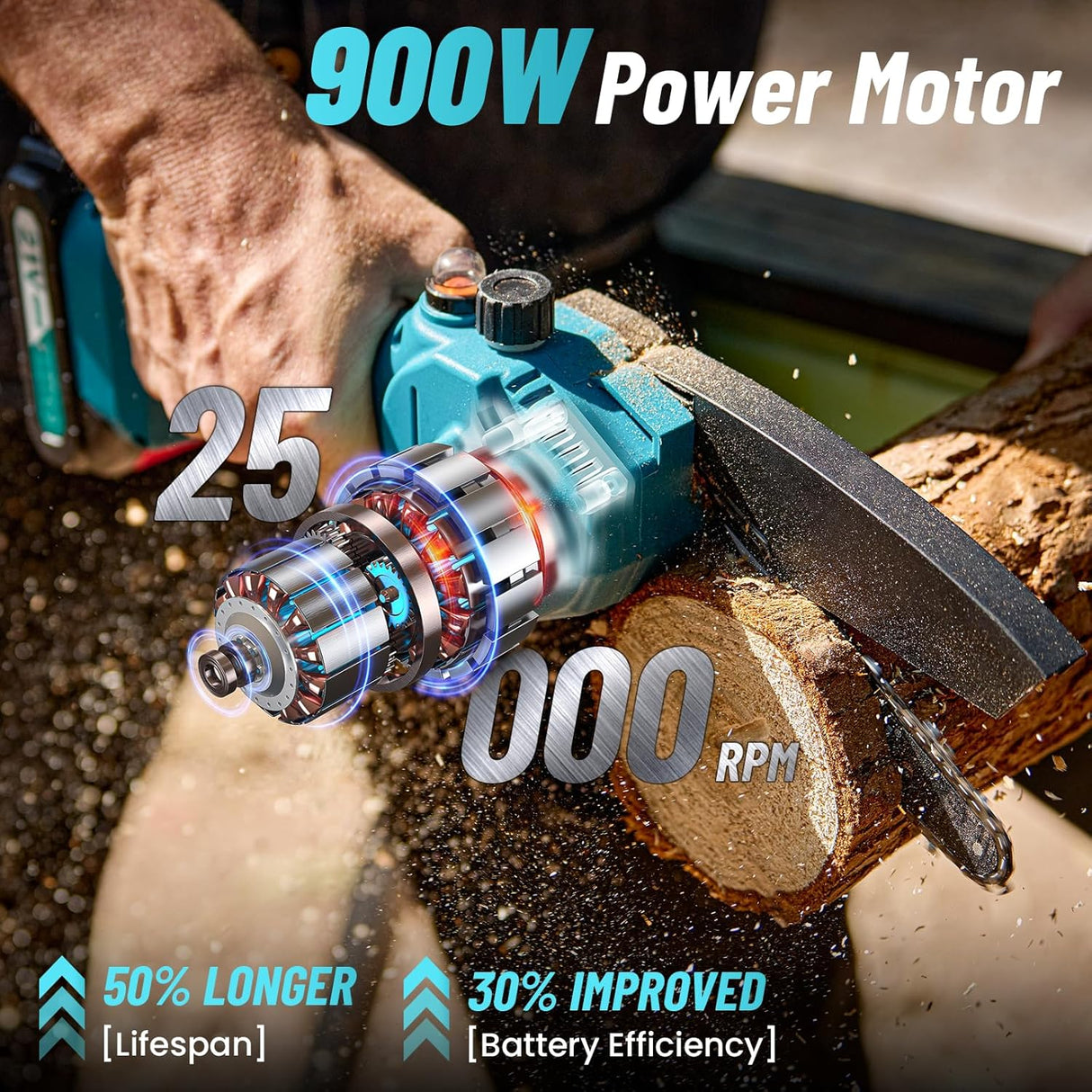 Seesii Mini motosierra inalámbrica 6 con baterías CH600