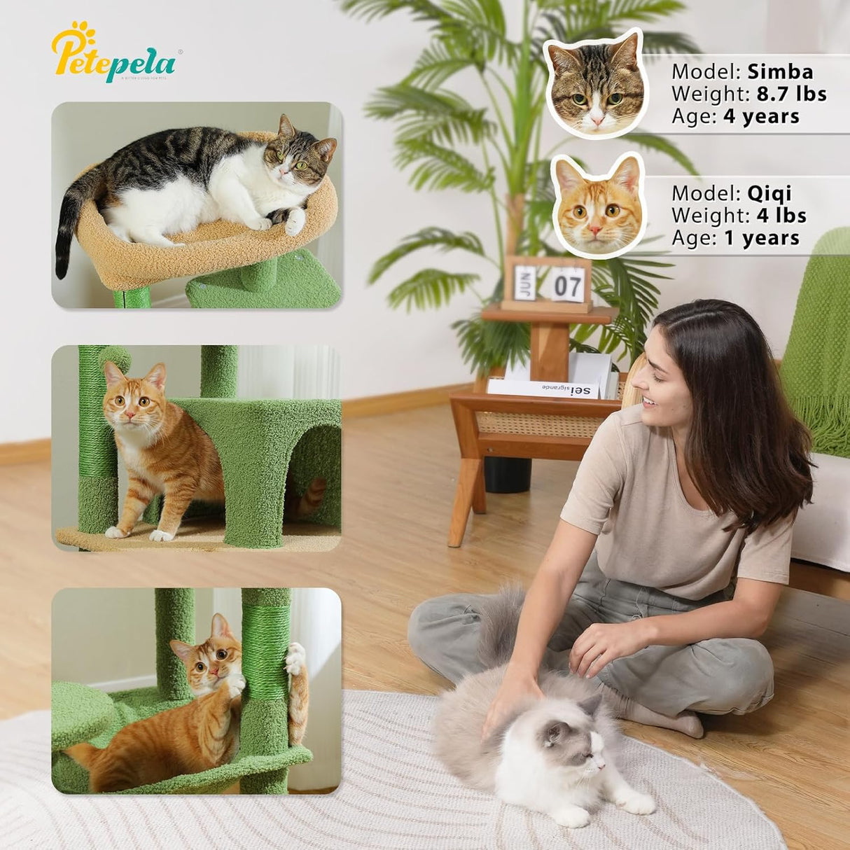 Árbol para gatos PETEPELA 45.7, torre con hamaca grande