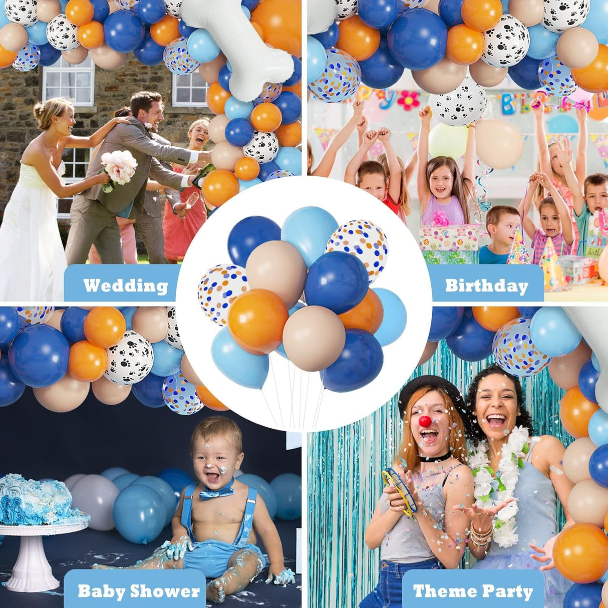 Kit Decoración Fiesta Cumpleaños Azul para Niños y Bebés