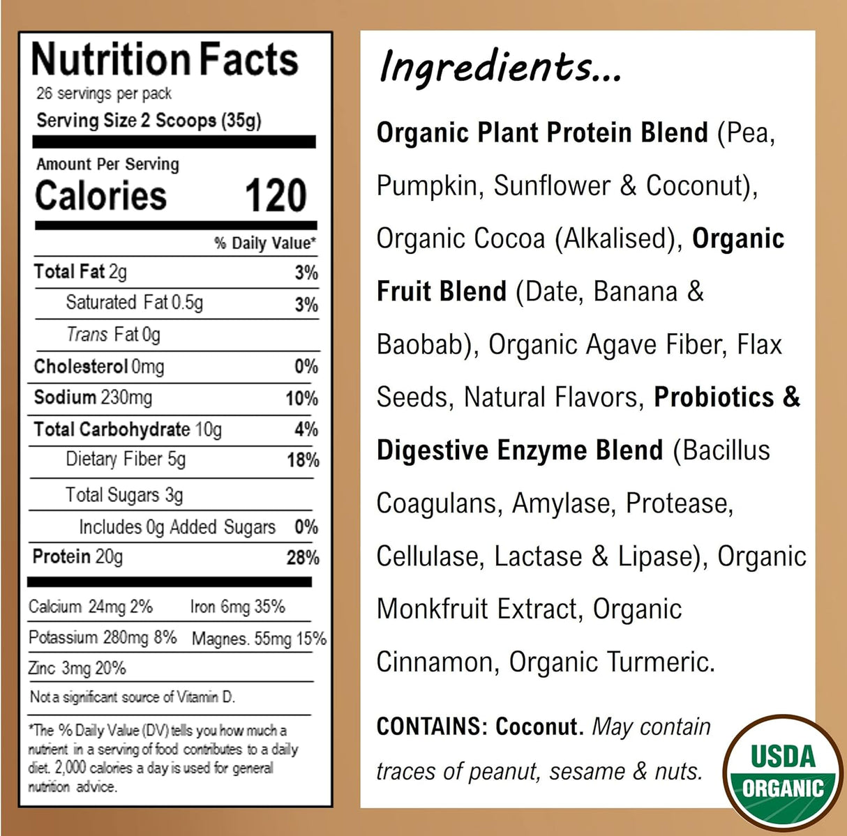 Proteína en polvo vegana orgánica con probióticos y enzimas