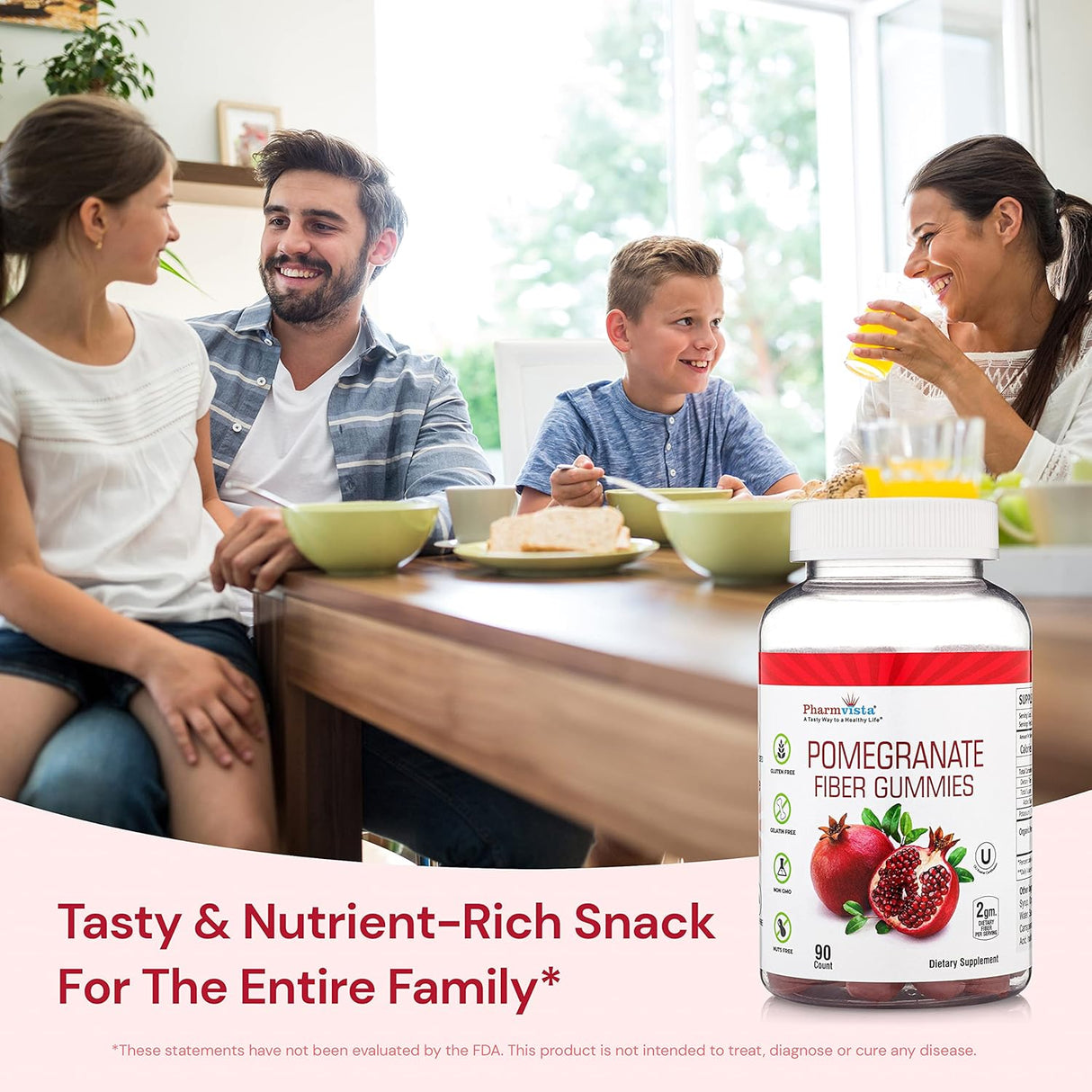 Suplemento vegano de granada rico en fibra dietética