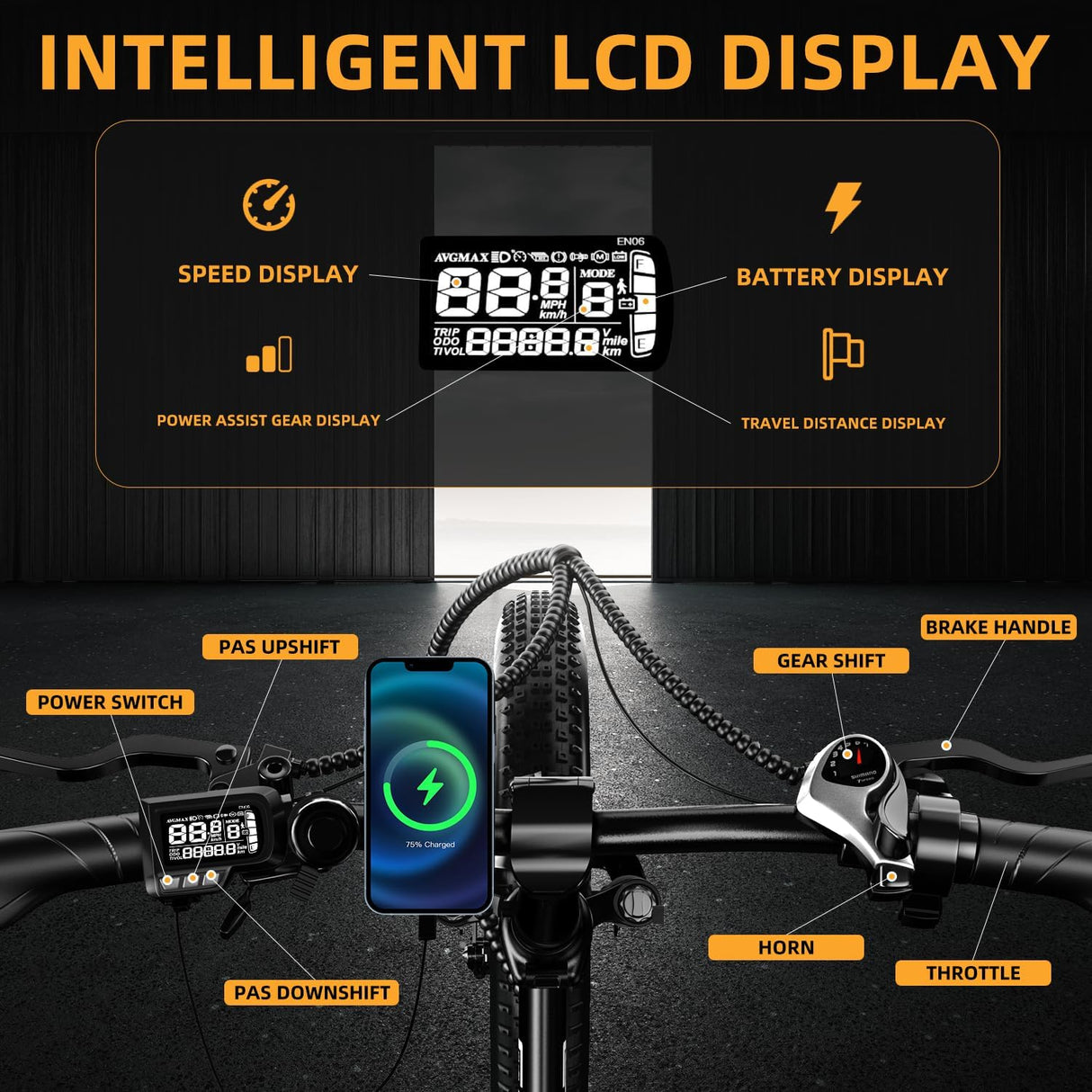 Bicicleta eléctrica 1000W, 48V 20AH, 30+MPH, Fat Tire 20