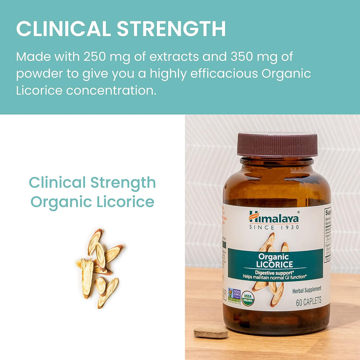 Suplemento Herbal de Regaliz Himalaya, Orgánico, 60 Capletas