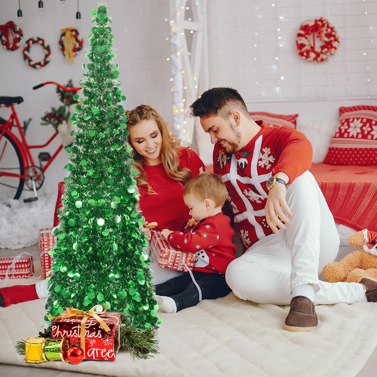 Árbol de Navidad MACTING 5ft Pop Up con luces y brillo