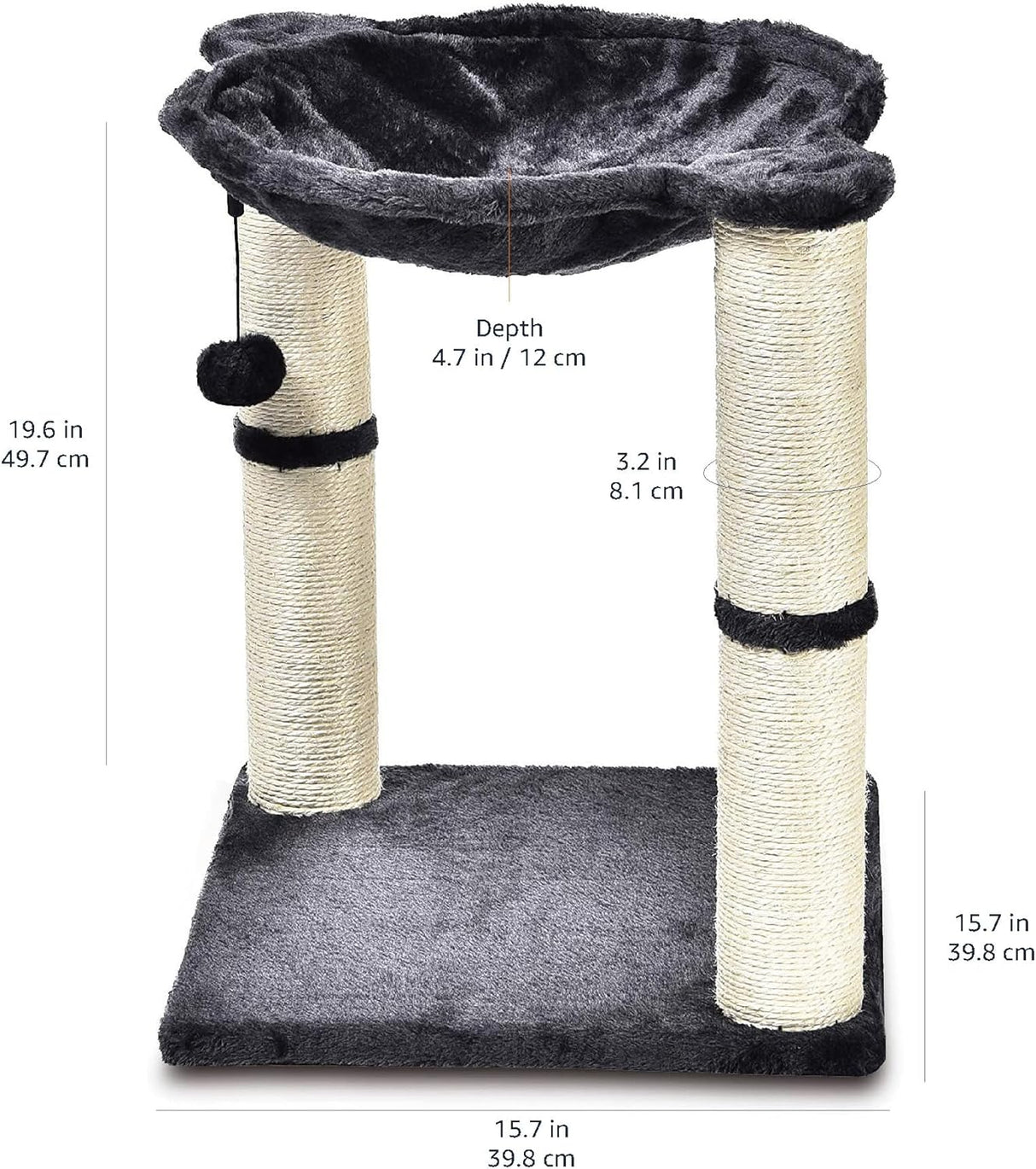 Torre para gatos Amazon Basics con hamaca y rascadores, 19.7