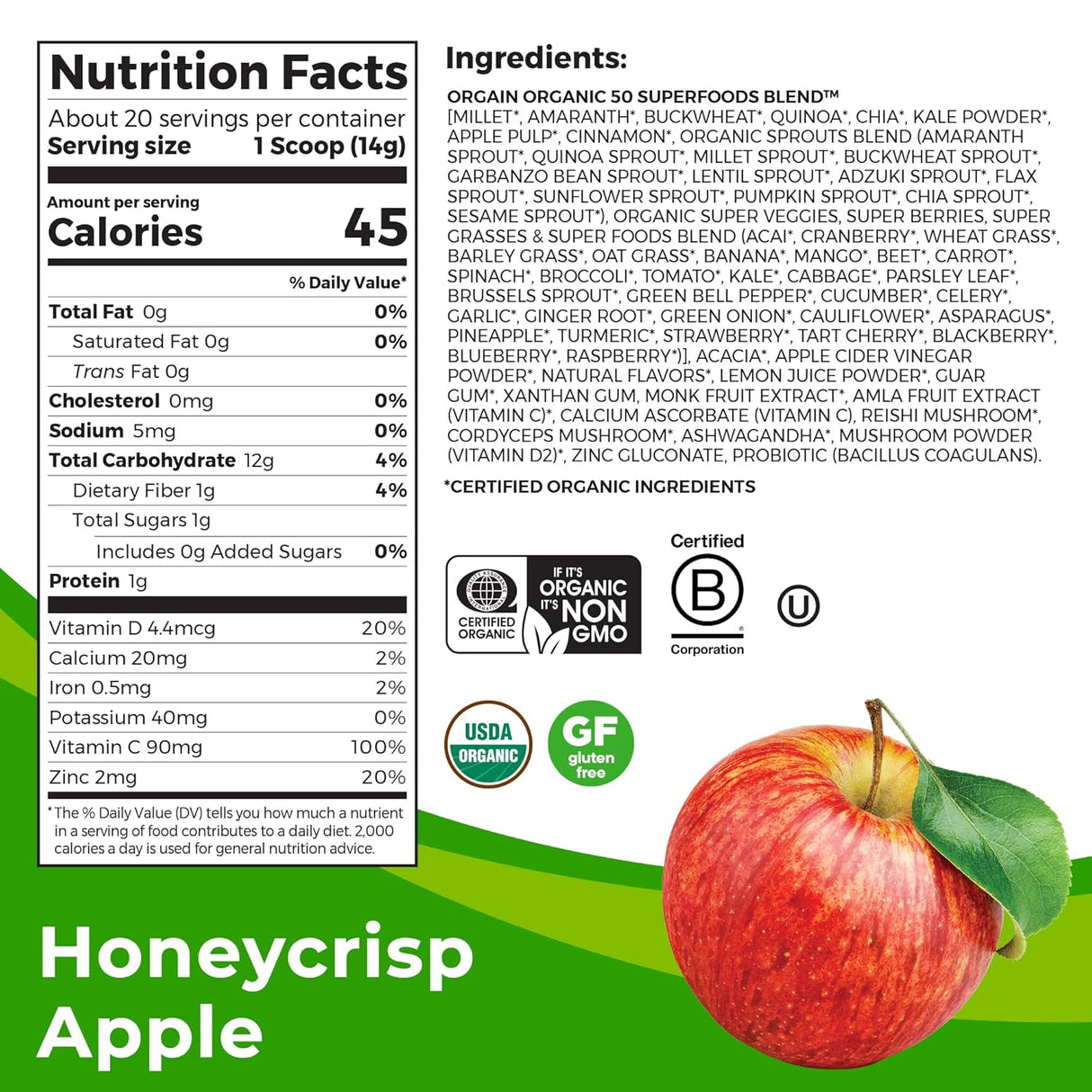 Apoyo inmunológico superalimentos orgánicos de Orgain