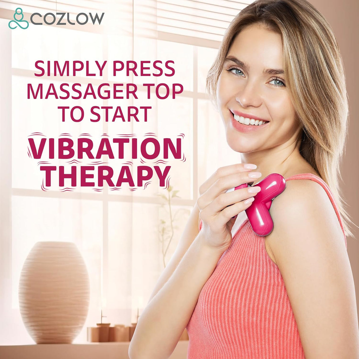 Masajeador de Mano Mini - Potente Vibración - 2 Modos de Poder