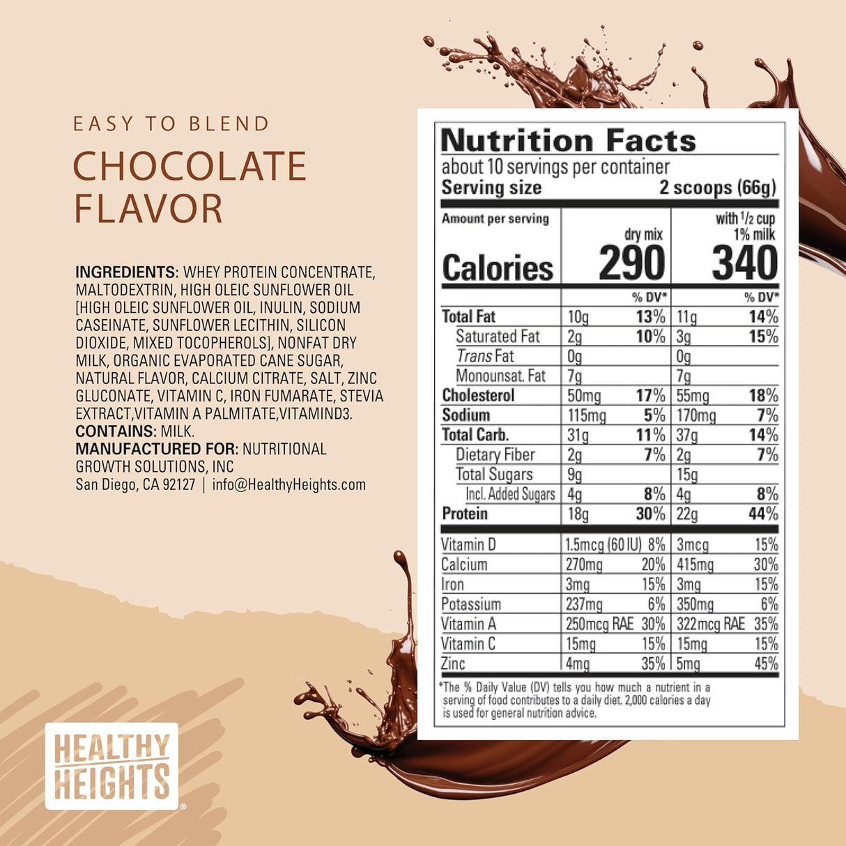 Mezcla de Proteína para Niños Healthy Heights - Alto en Proteínas