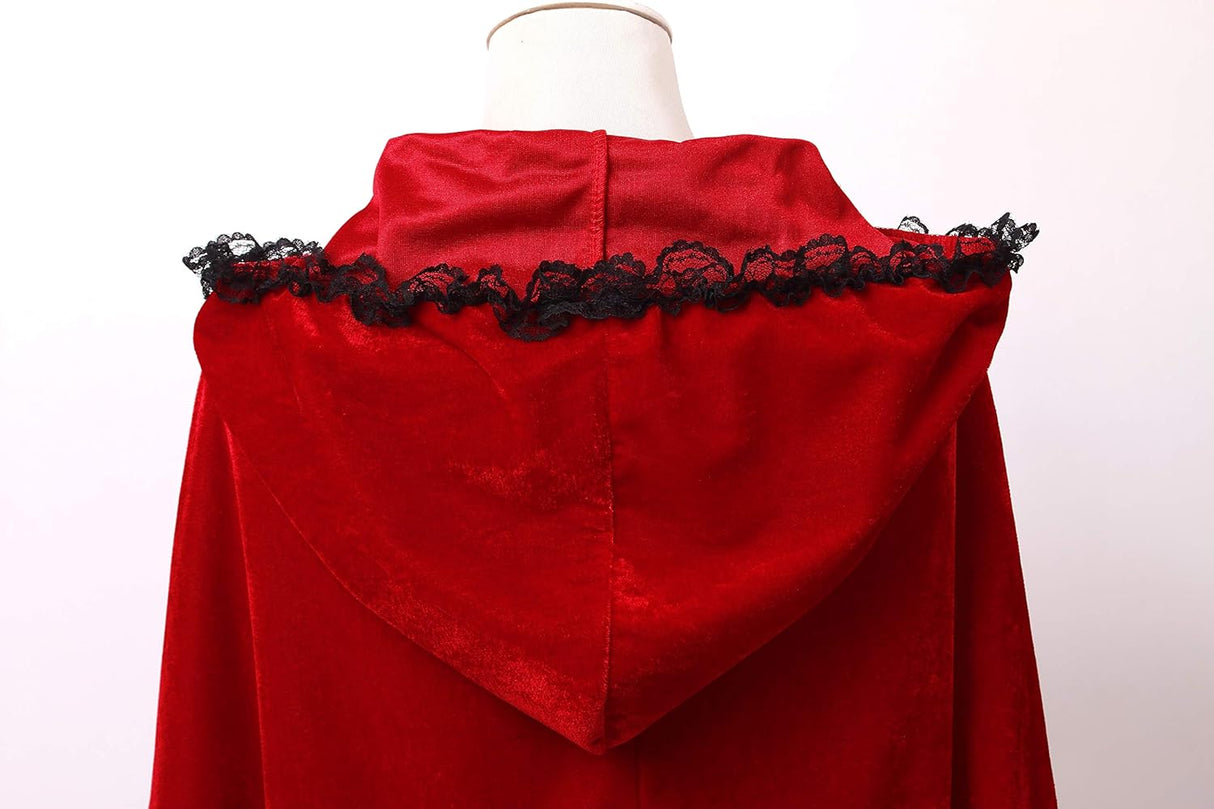 Disfraces de Capa de terciopelo rojo con capucha talla M