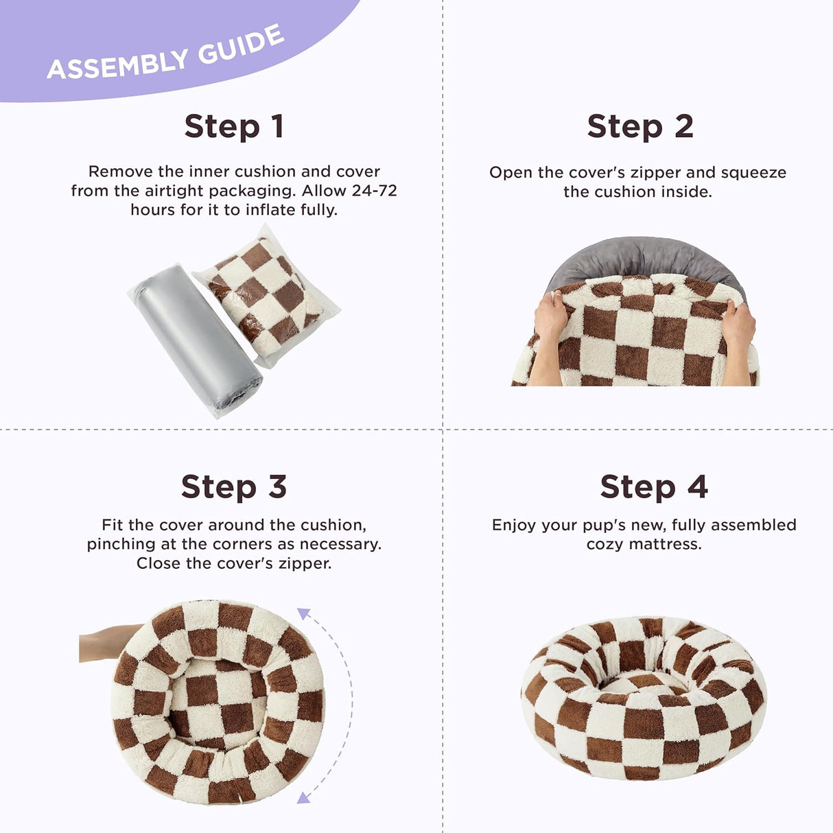 Cama Redonda para Perros Pequeños Lesure, Antiestrés, Lavable