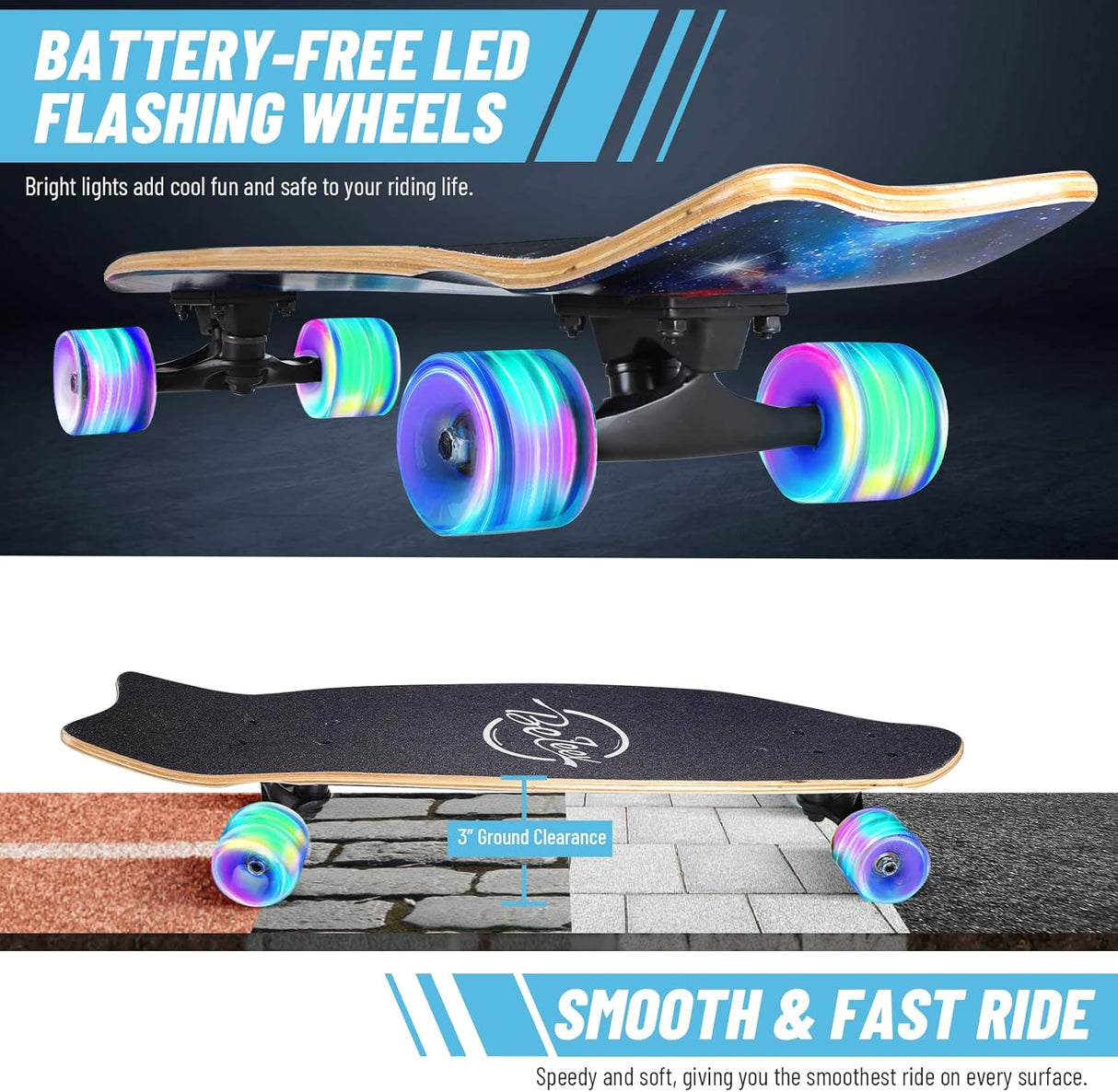 Patineta Completa 27 x 8 pulgadas, 7 capas de arce canadiense