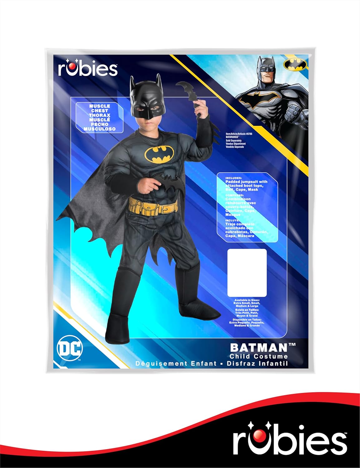 Disfraz Deluxe Batman para niño Rubie's, DC Comics, talla infantil