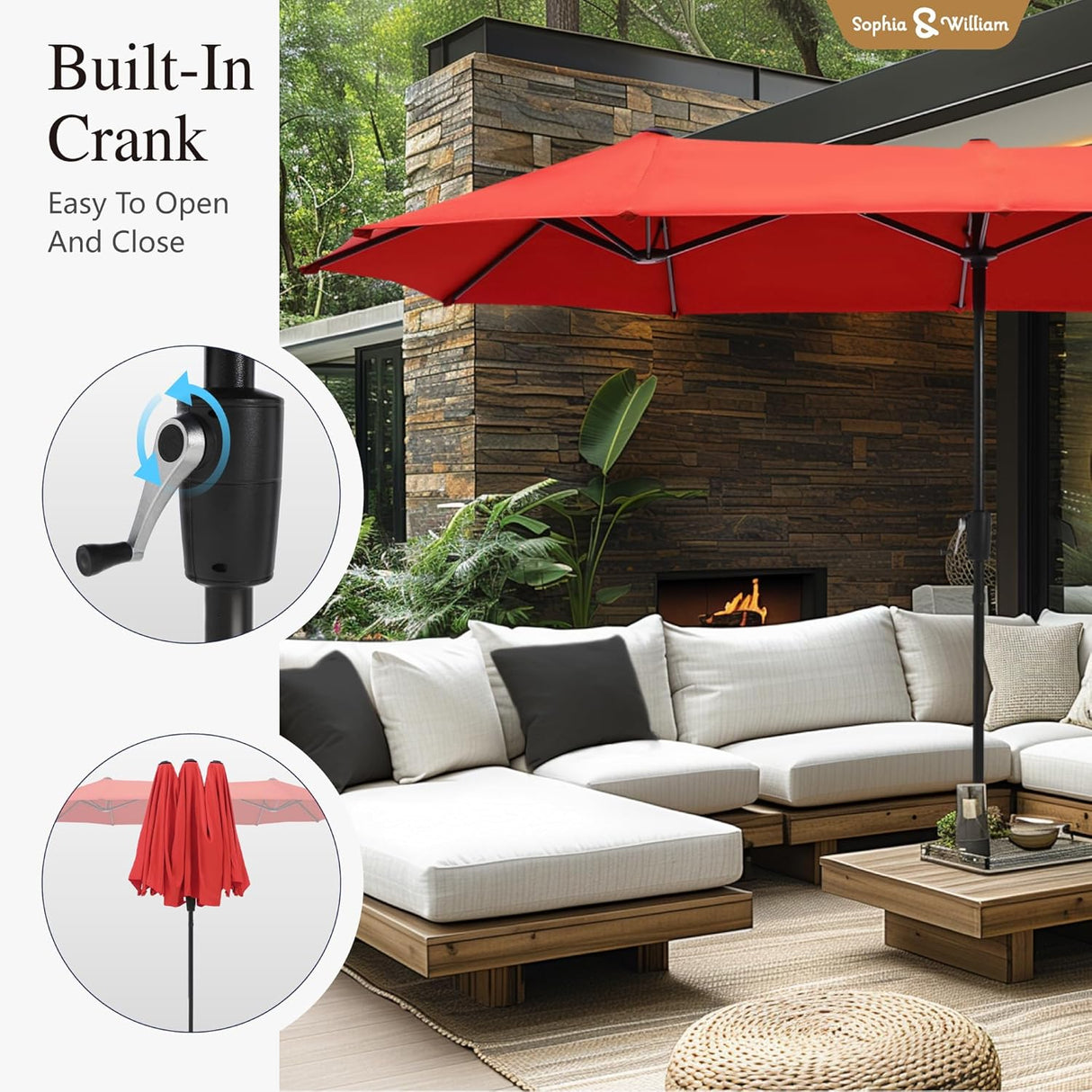 Sombrilla Patio Doble Cara Sophia & William 13ft UV 99% Resistente