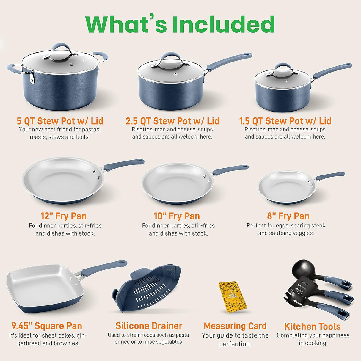 Juegos de Ollas antiadherentes NUTRICHEF NCCW14SBLU.5