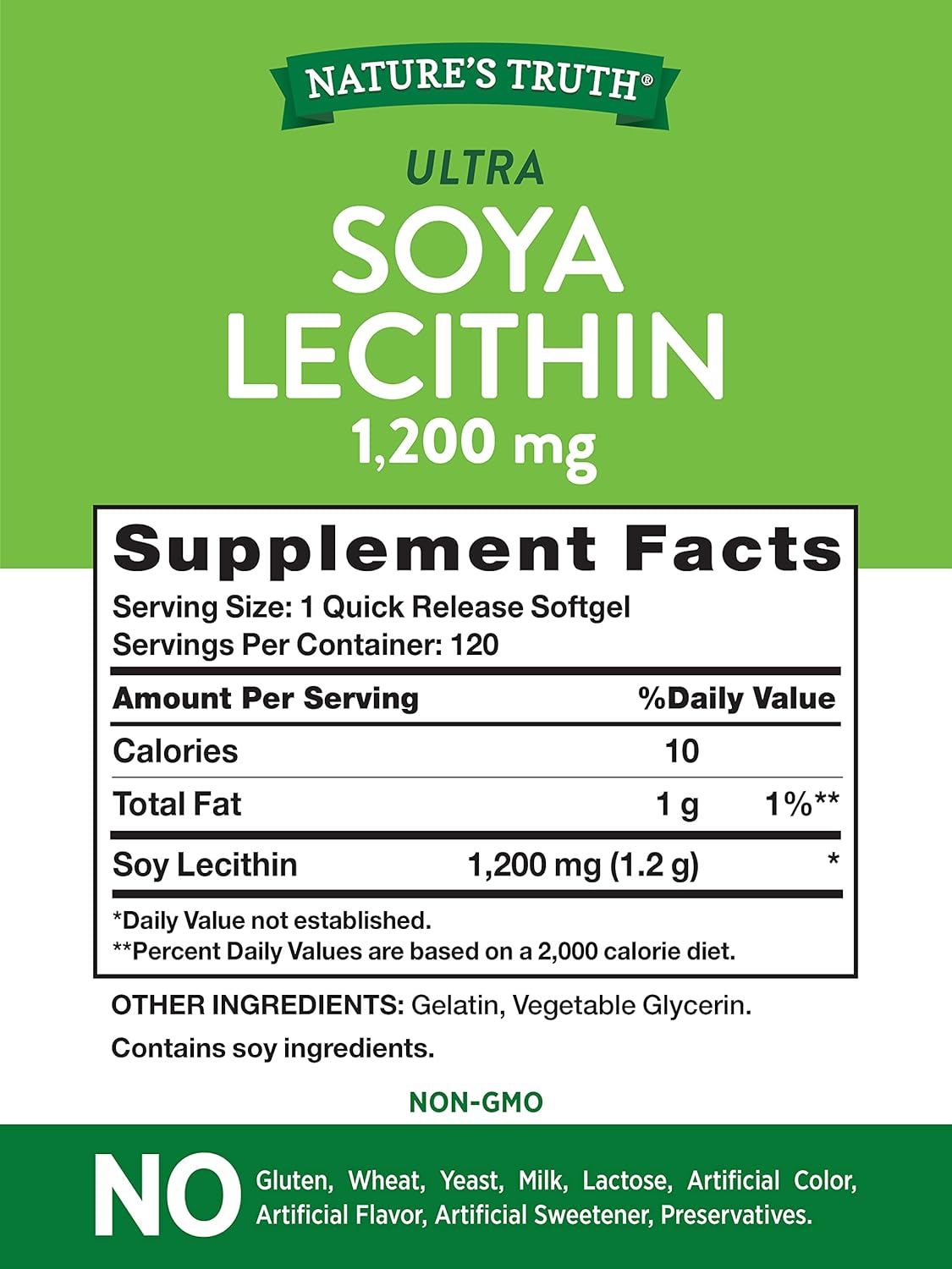 Cápsulas de lecitina de soja Suplemento sin OMG y sin gluten