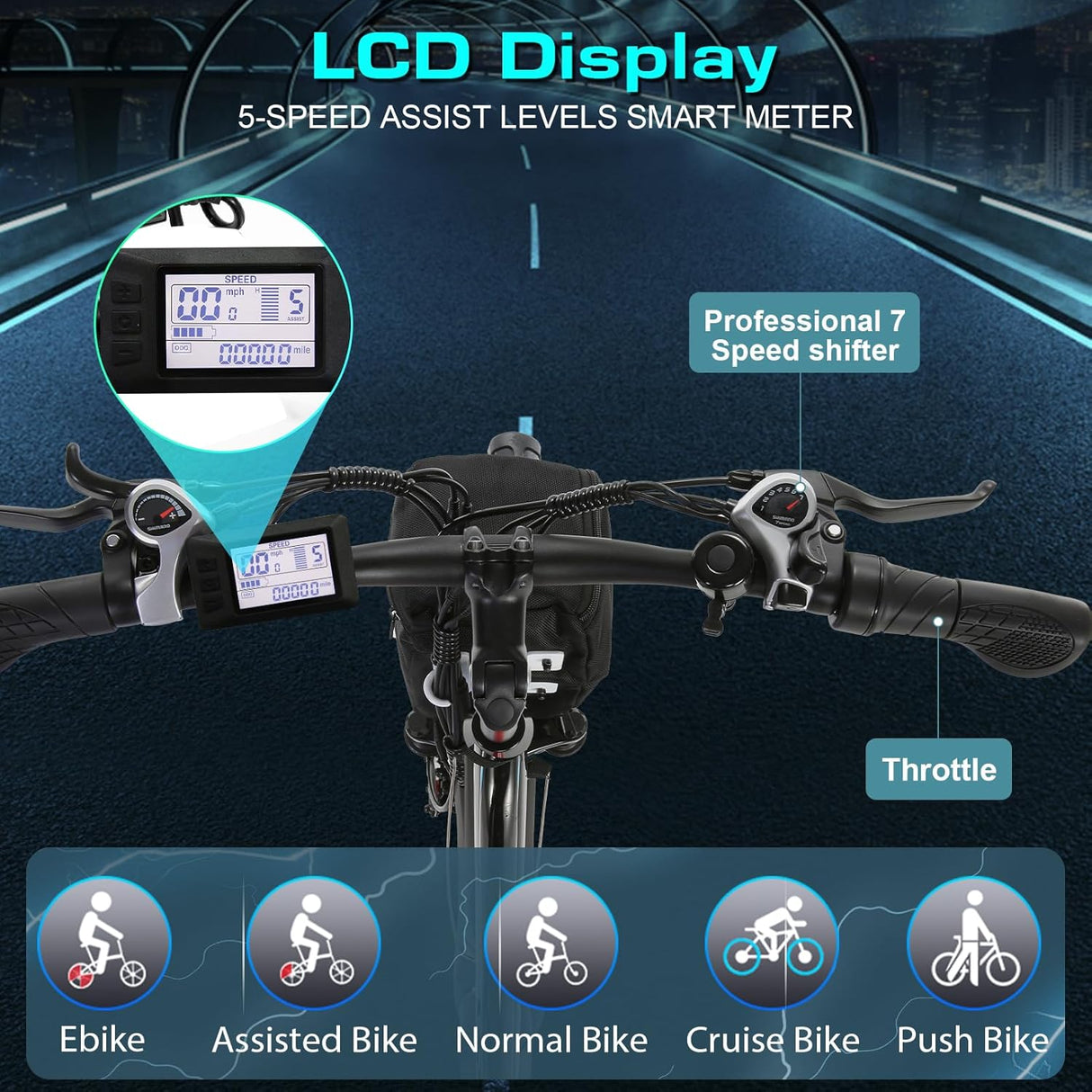 Bicicleta Eléctrica Vivi 750W, 26, Batería 48V, 50 Millas