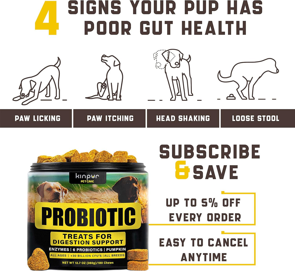 Probióticos para perros, Apoya la salud intestinal, alergias