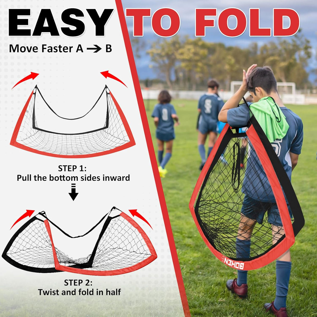 Red de futbol desplegable, fácil de instalar