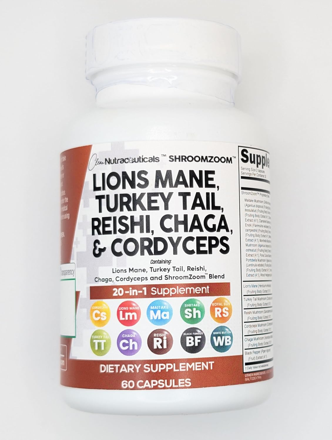 Suplemento de Hongos 20 en 1 Clean Nutraceuticals - Pack