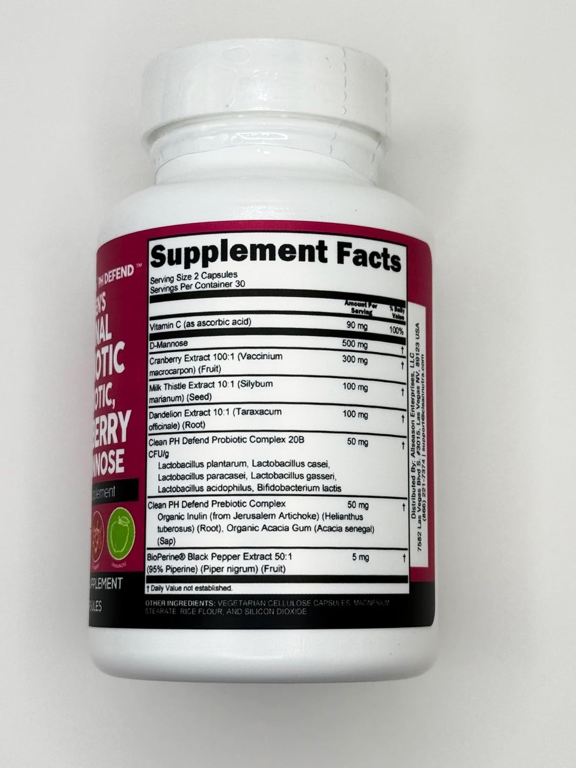Probioticos Vaginales Clean Nutraceuticals, 60 Cápsulas