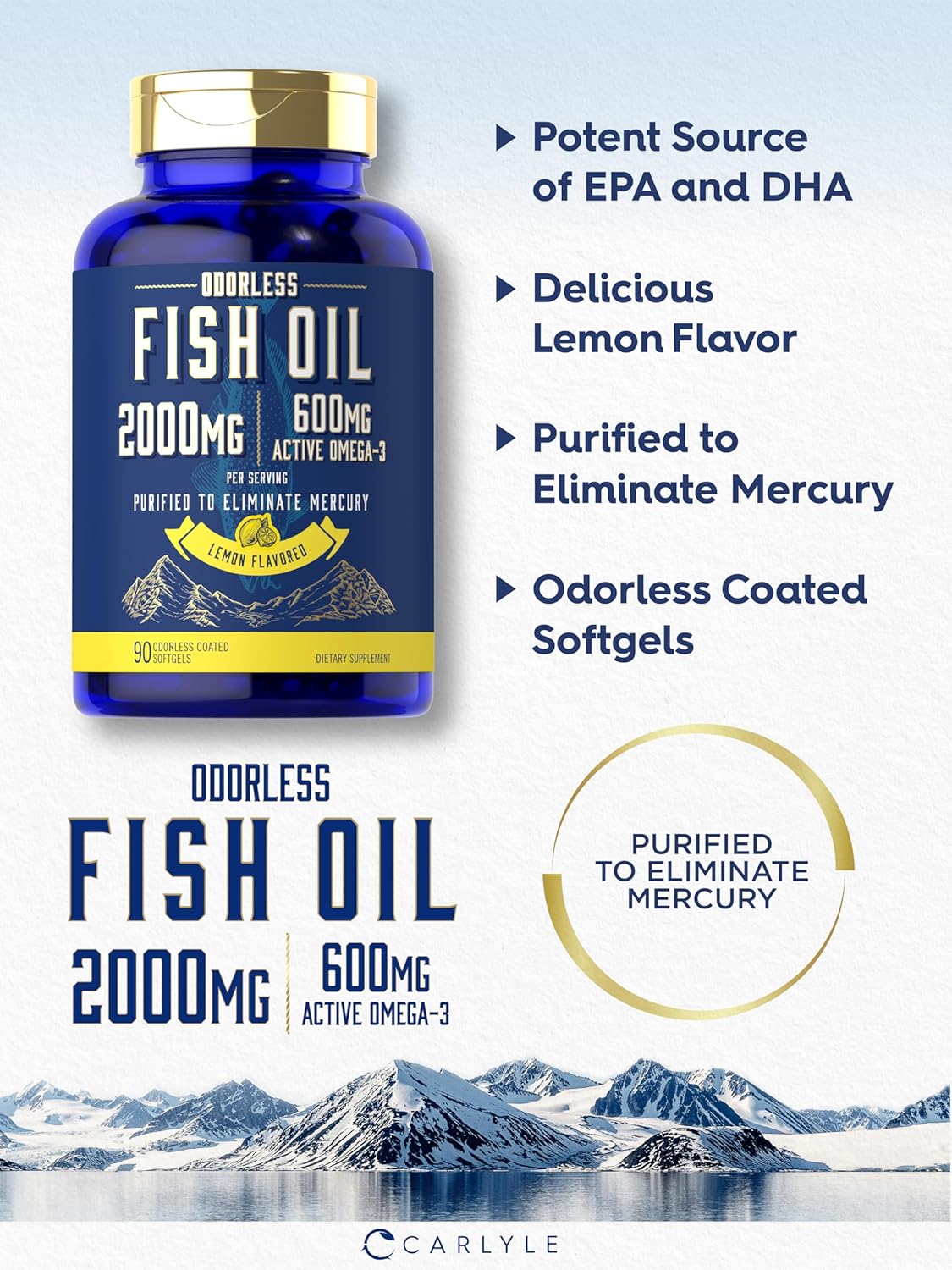 Aceite de Pescado Carlyle 2000mg Omega 3 90 cápsulas