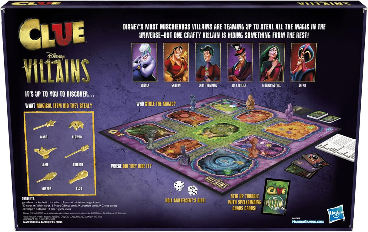 Juego de Mesa Clue Villanos Disney de Hasbro, 2-6 Jugadores
