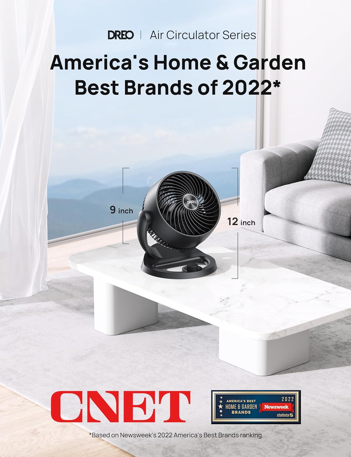 Ventilador Dreo 12, 70ft Aire Potente, 28db, 3 Velocidades