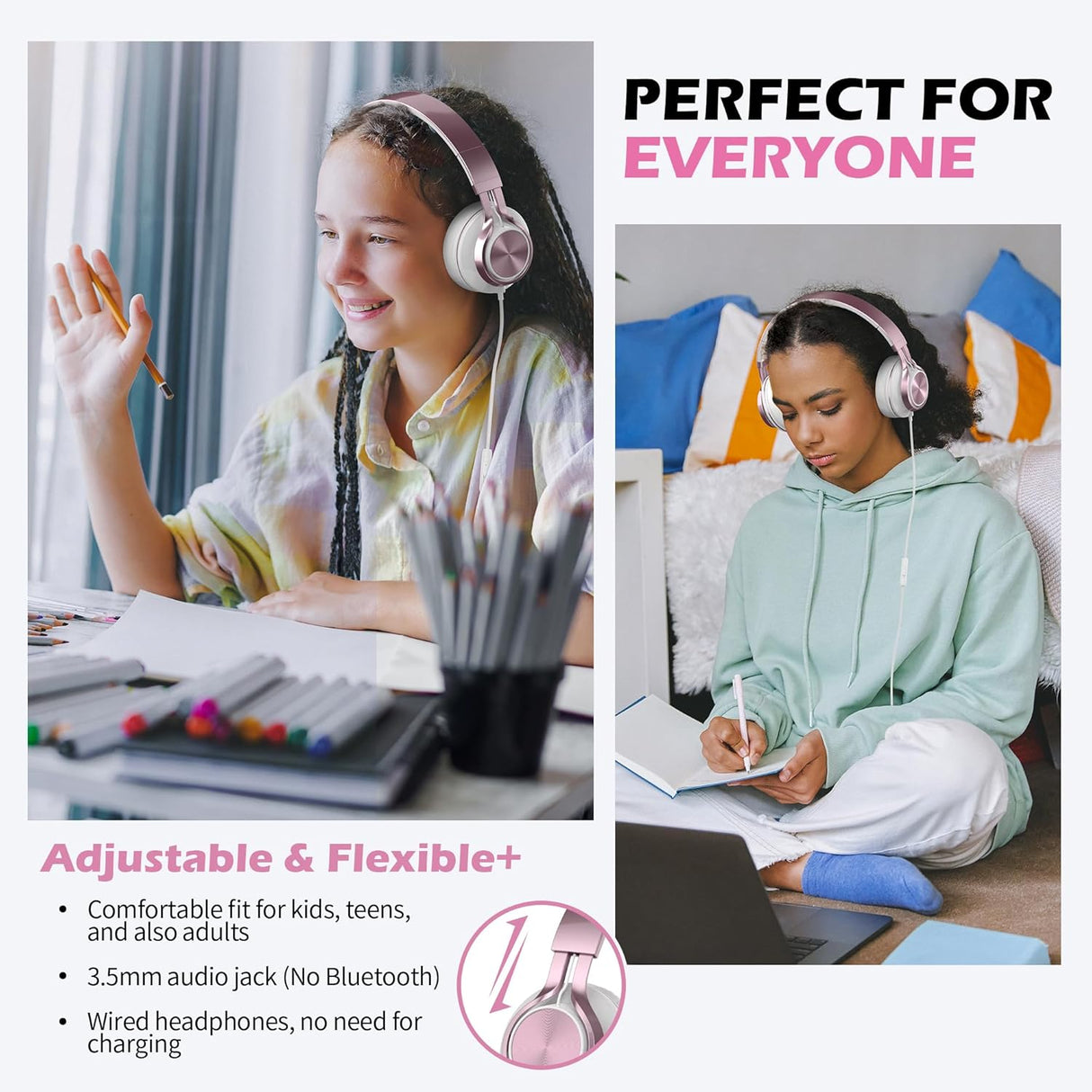 Auriculares AILIHE C8 para Niñas, Con Micrófono y Control de Volumen