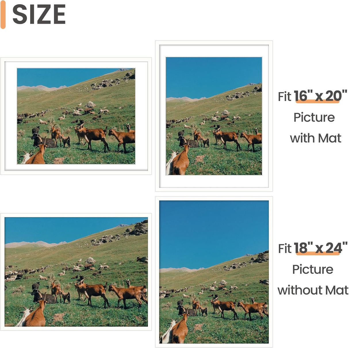 Marco de fotos 18x24, para fotos 16x20 con o sin paspartú