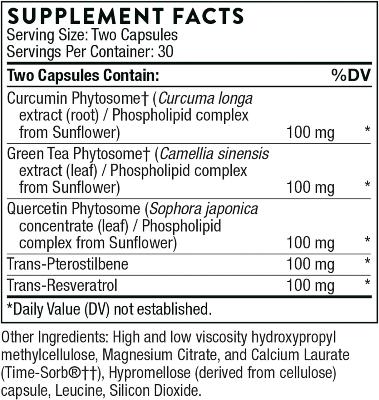 Suplemento THORNE PolyResveratrol-SR Trans-Resveratrol 60 un