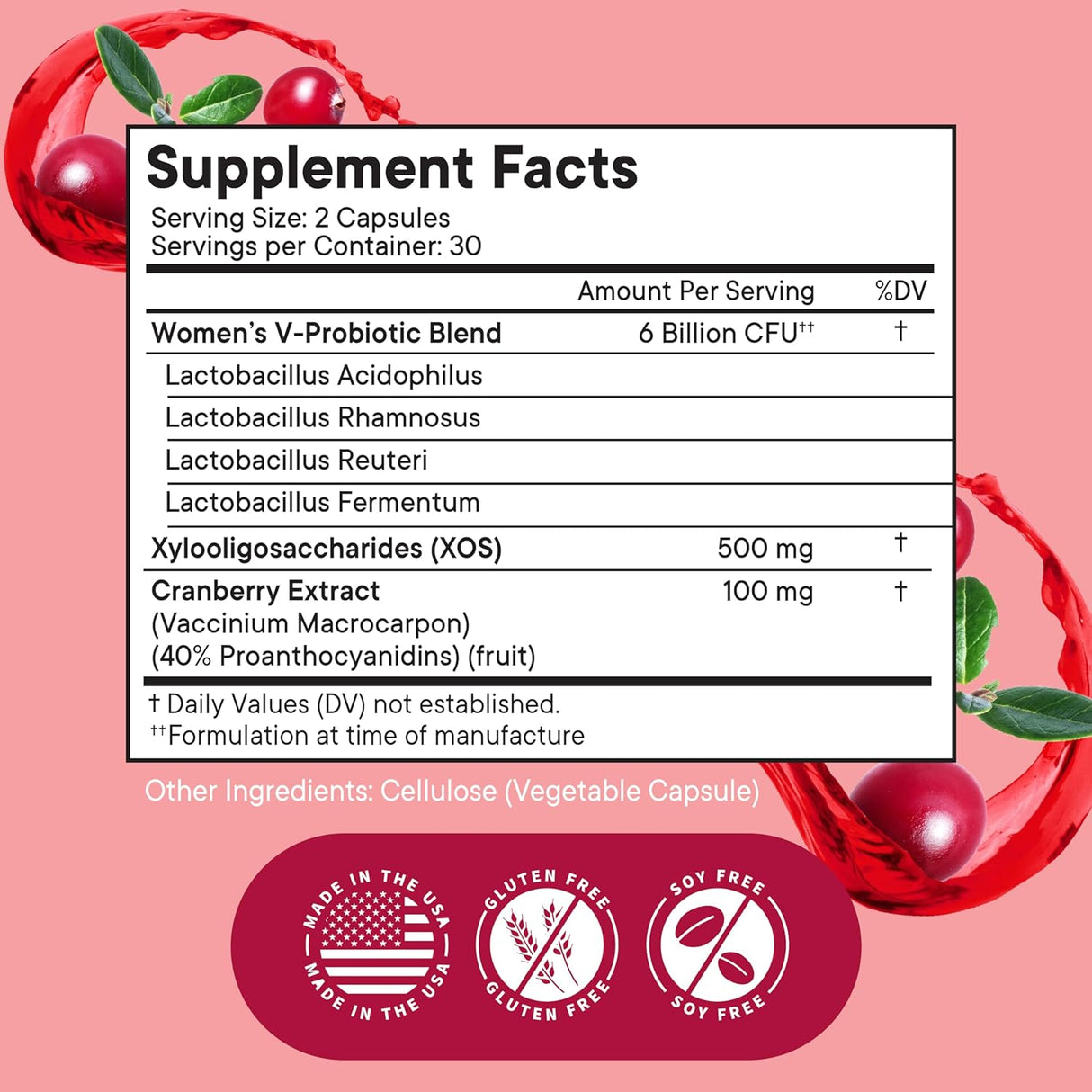 Probióticos vaginales con prebióticos y arándano - 120 cápsulas