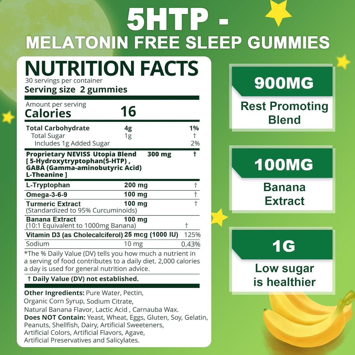 Suplemento Gomita 5-HTP GABA calmantes complejo extra fuerte