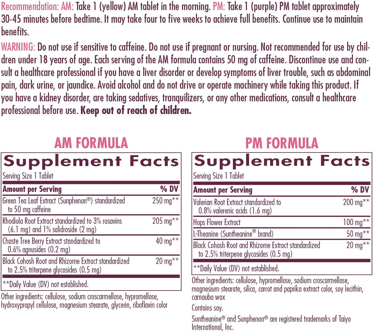 Suplemento Nature's AM/PM PeriMenopausia y ciclo menstrual