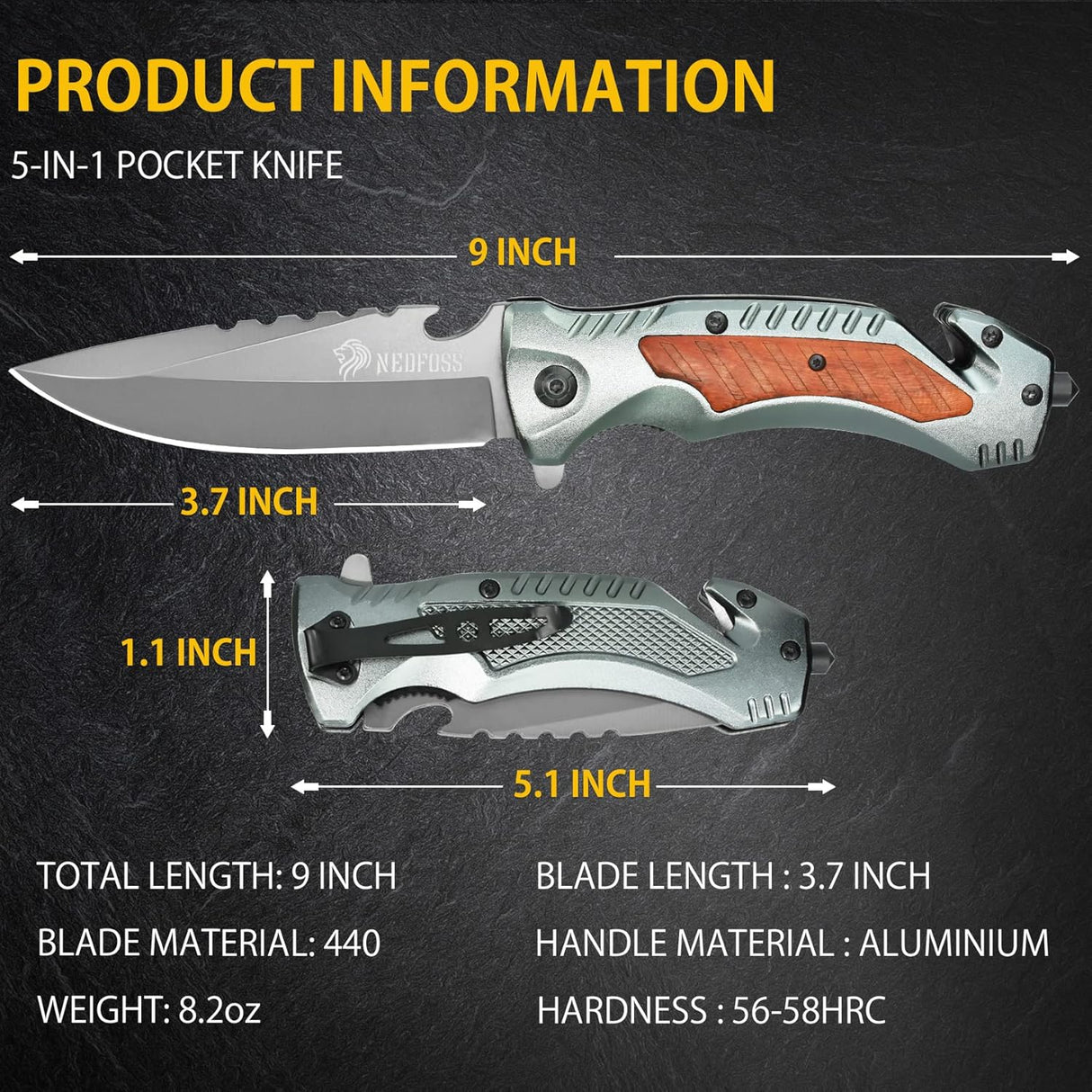 Cuchillo de bolsillo de supervivenciade para hombres