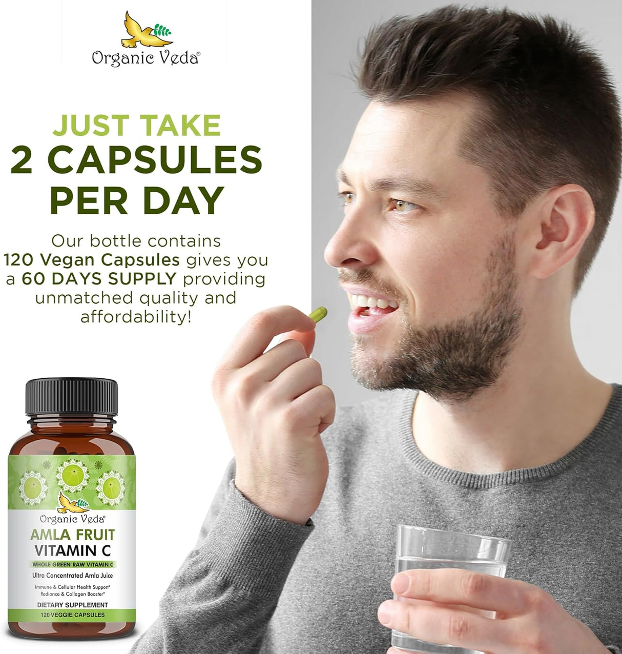 Cápsulas de Amla Orgánicas Suplemento Natural de Vitamina C