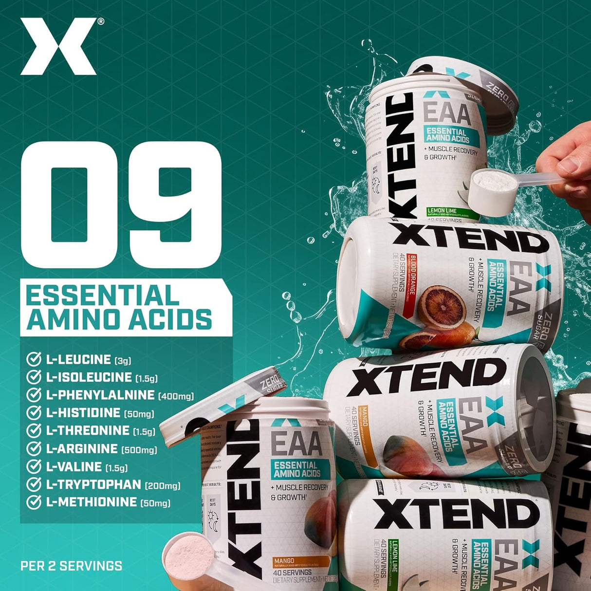 Scivation XTEND EAA+BCAA | Recuperación Muscular | 40 Porciones