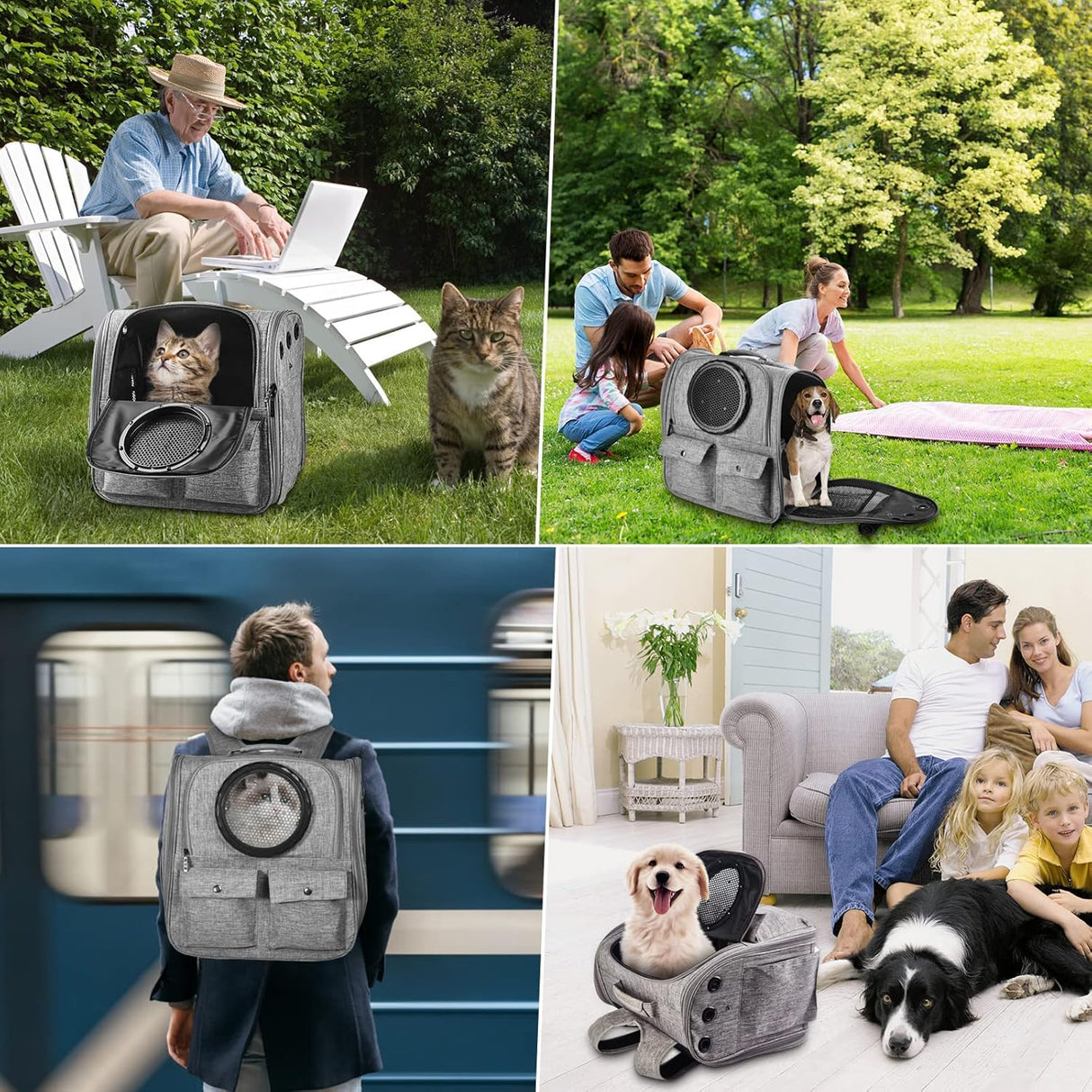 Mochila para gatos diseño ventilado gris