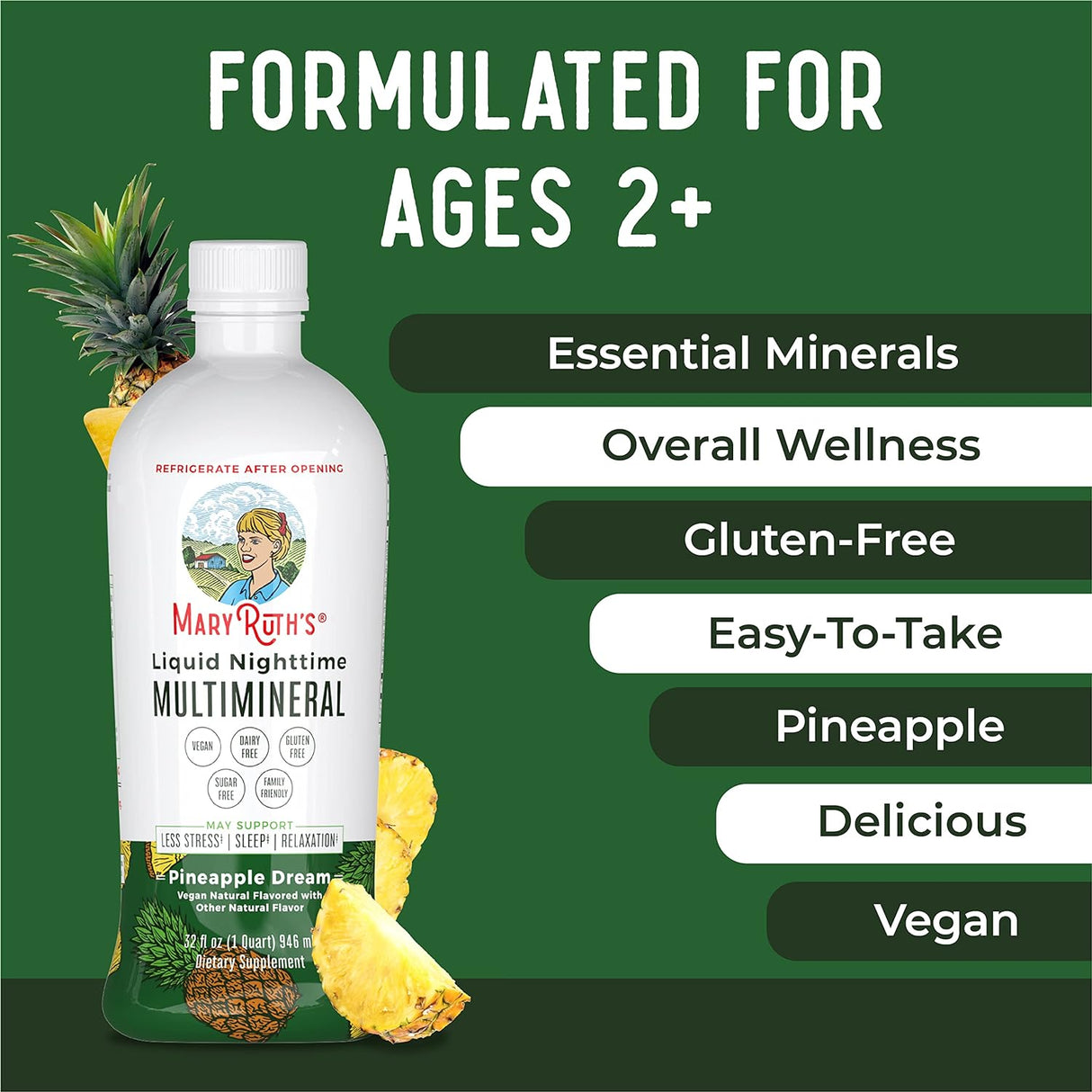 Suplemento Líquido multimineral natural para dormir veganas
