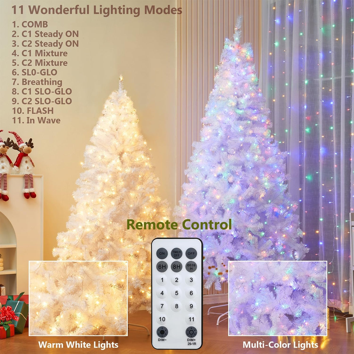 Árbol de Navidad Artificial de 6 pies con Luces LED y Control Remoto