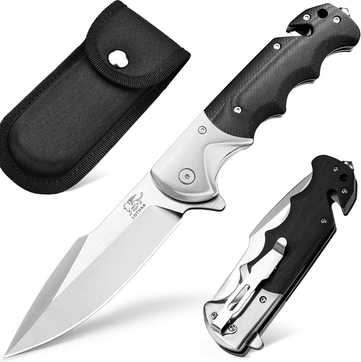 Cuchillo plegable con clip, afilado con mango G10