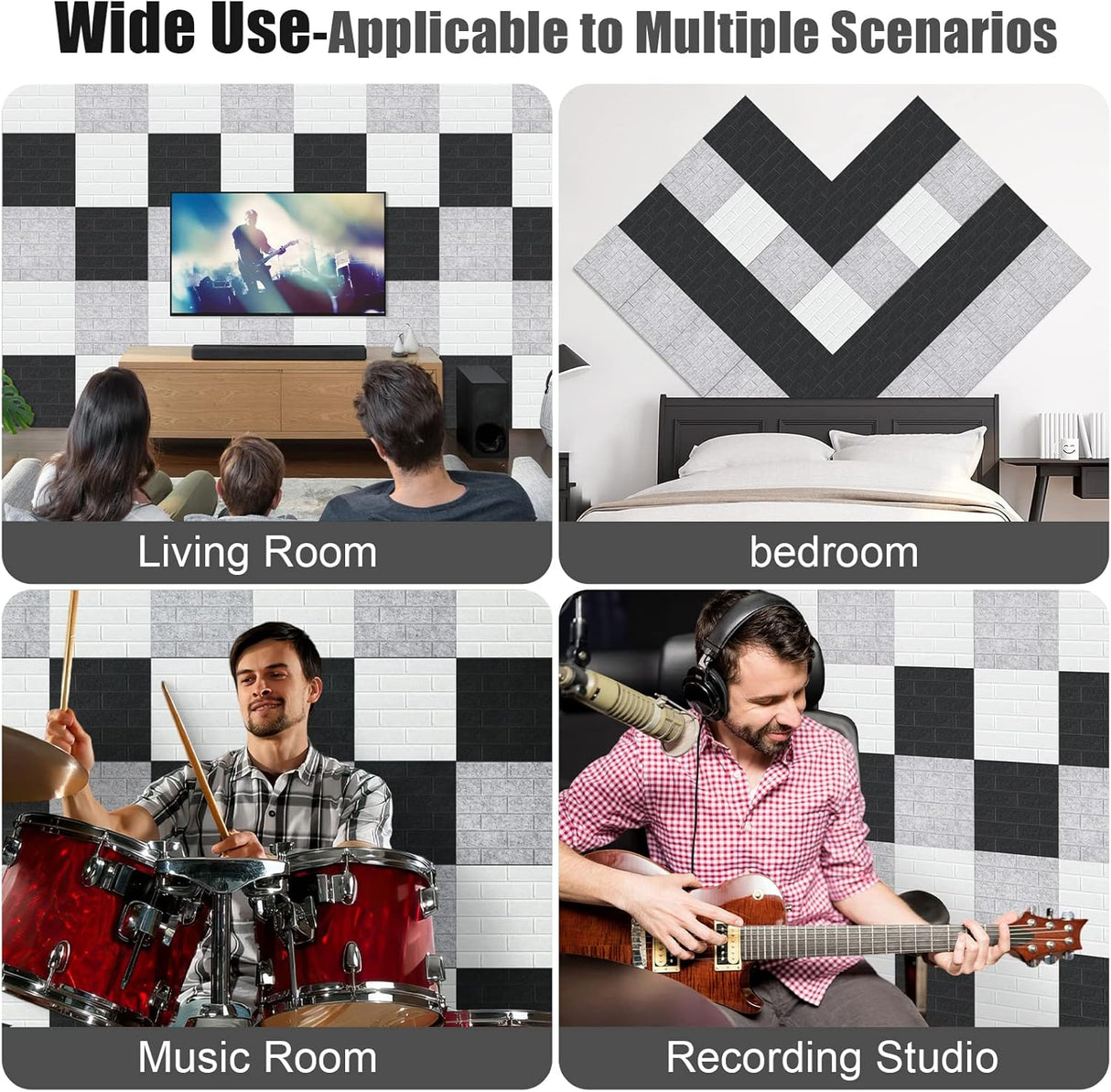 Paneles Acústicos Tutmyrea 12 PCS, Autoadhesivos, 12x12 pulgadas