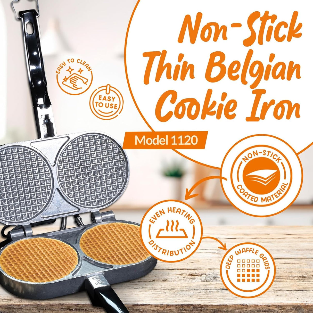 C Palmer Wafflera Belga Doble, Hierro de Aluminio, USA