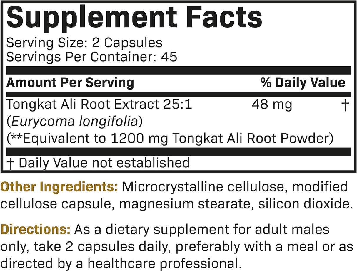 Tongkat Ali Longjack Extra Fuerza, Apoyo Energía y Resistencia
